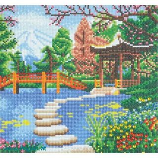 Bastelset Wandbild Fuji Garten - CRYSTAL ART