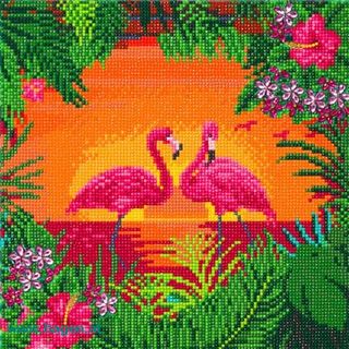 Bastelset Wandbild Flamingos - CRYSTAL ART