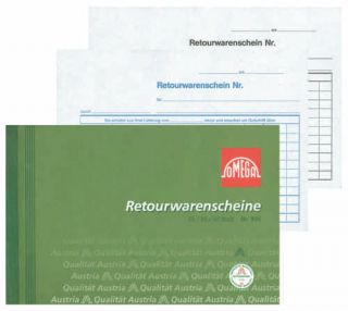 OMEGA 995/A5Q/3-FACH - RETOURWARENSCHEINBUCH