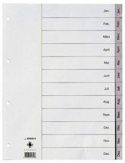 Ordnerregister Jan-Dez PP grau - Q-CONNECT 12tlg.