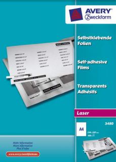 LASERFOLIE A4 100BL TRANS - ZWECKFORM 3480   A4