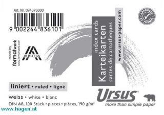 Karteikarte A8q wei� liniert - URSUS  190G