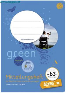 Mitteilungsheft A5 12BL - URSUS green FX63c tabell.