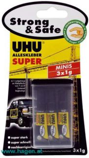 Alleskleber Strong&Safe - UHU 44305 3x1g Super