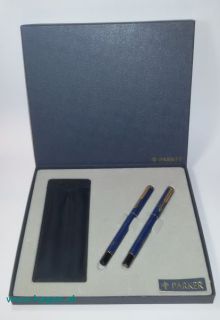 SCHREIB-SET  BLAU/GOLD - PARKER FLLHALTER/ROLLER