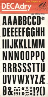 ABREIBEBUCHSTABEN/ZAHLEN - DECADRY 36/18MM SCHWARZ