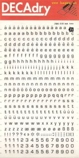 ABREIBEBUCHSTABEN/ZAHLEN - DECADRY 25 / 4MM SCHWARZ