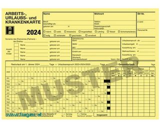 ARBEITS-URLAUBS-U.KRANKEN - 2024 GELB