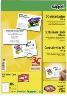 Visitenkarten 400ST wei - SIGEL LP791   A4 190G