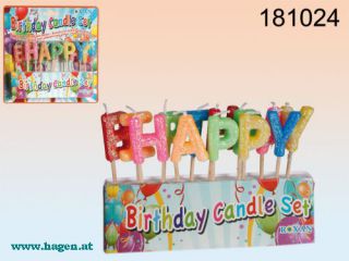 BUCHSTABENKERZEN M. GLITT - HAPPY BIRTHDAY 7CM