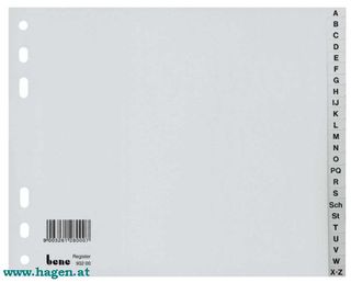 Ordnerregister A-Z PP fA4 grau - BENE 93200 24-tlg