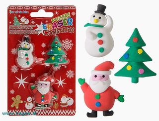 Radierer, 3 Weihnachtsfiguren - 4cm