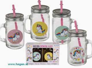 Trinkglas, Einhorn - ca. 500ml 2er Set