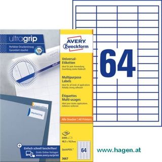 Universaletiketten 48,5x16,9 wei - AVERY ZWECKFORM 3667...