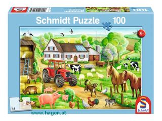 Puzzle 100 Teile  - Frhlicher Bauernhof