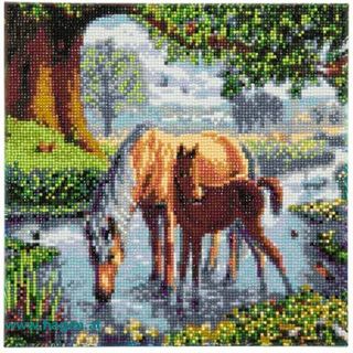 Bastelset Wandbild Ponies - CRYSTAL ART