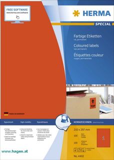 Universaletiketten 210x297 rot - HERMA 4402 100 Blatt